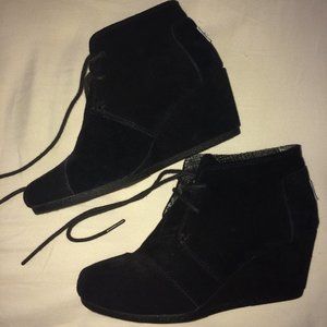 Black TOMS Wedge Heels